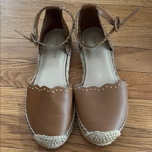 Marc Fisher Tan Espadrille Flats with Ankle Strap